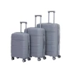 Customized Hard Shell 3 Pcs Zipper Suitcase Sets Travel Durable PP Luggage with Patent Wheels Recycled 20 24 28 Trolley Bags