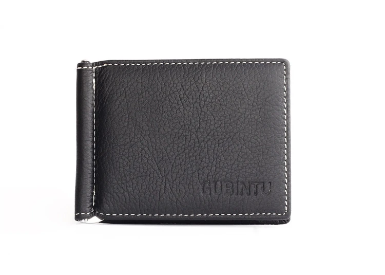 Customized leather money clip wallet with coin pocket