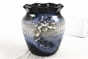 decorative garden stone flower pot ceramic vase for garden lighted outdoor flower pots