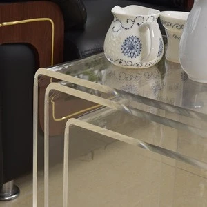 Diamond Polish Transparent Acrylic End Table Stackable Acrylic Coffee Table