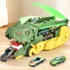 Dinosaur toy car, Triceratops swallowing and deforming track car, childrens radish storage and folding