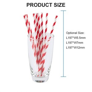 Disposable Smoothie Cute One Piece Wax Red Striped Waxed Blue Paper Straw