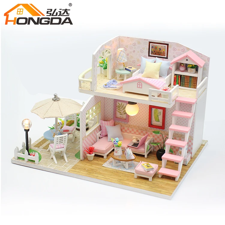 DIY Wooden Miniature Doll House Bedroom Design Cute Toy