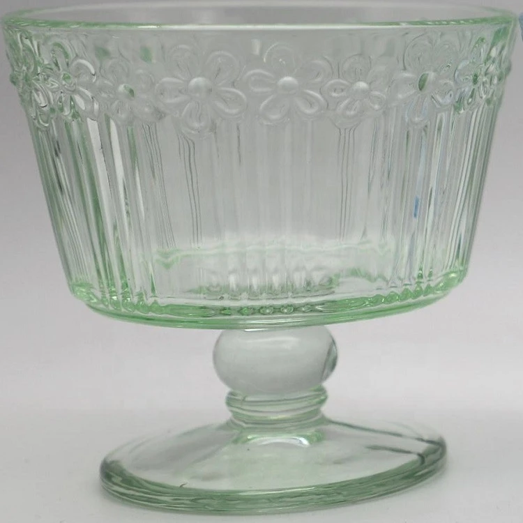 drinking glass hand pressed dessert glass color clear or as request
