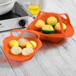 Eco-friendly Heat-resistant Silicone Steamer Anti-scalding Reusable Easy Clean Portable Vegetable Steamer Small Storage Basket