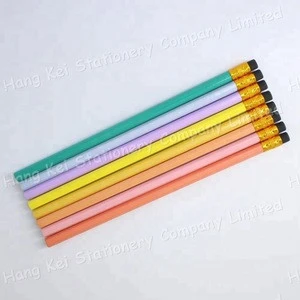 Eco friendly natural wood-based colored hb pencil with top eraser