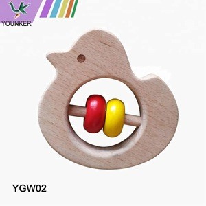 Eco-friendly Wooden Baby Toy Rattle With Cute Shape