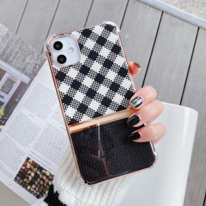 Electroplating grid design soft case for mobile phone four corners to protect cell phone shell for iphone11