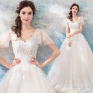 Embroidery Luxury Tail Bridal Wedding Dress High Quality Lace Women Fashion Custom OEM