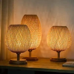 Environmentally Friendly Natural Rattan Drum Pendant Wooden Leg Table Lamp Floor Lamp Home Decoration Handicrafts from Vietnam