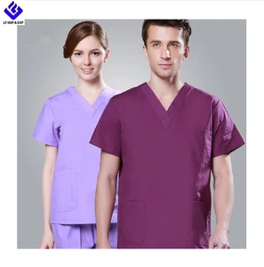 Europe Style Fashion Medical Scrub Uniforms Sets For Women And Men In Light Purple