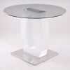 European Style round Dining room transparent Tempered Glass Top Dining Table
