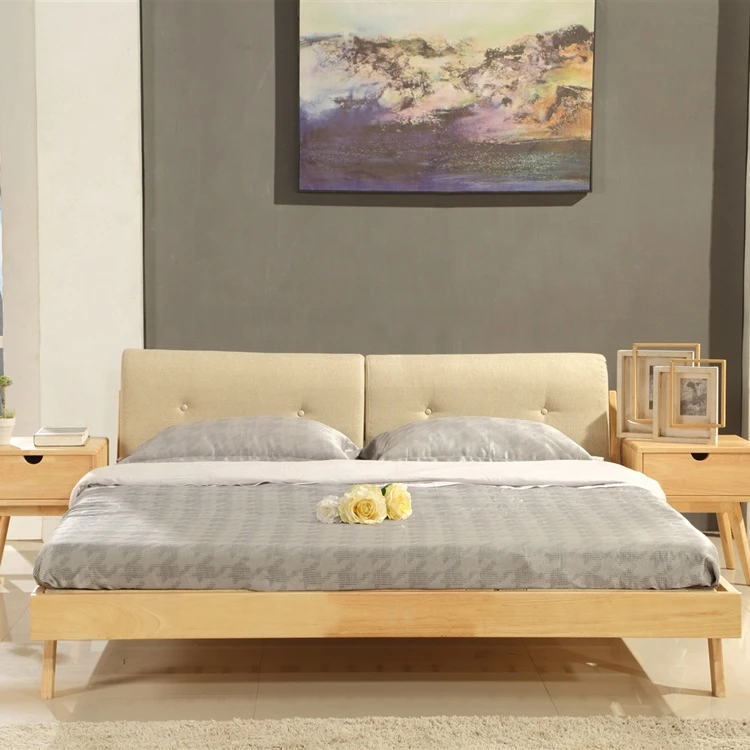 Factory direct modern bedroom furniture 150cm queen size wood double bed frame with factory prices