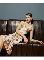 factory direct sales of new products suspender printed dress, open back  dress ladies dress