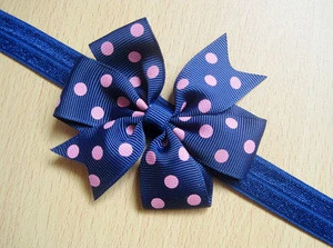 FActory direct wholsaleknotted ribbon dot bow tie for top baby headband