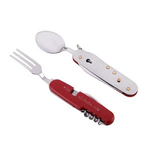 Factory Supply Fast Delivery Detachable Camping Cuterly Set With Plastic Handle Chips