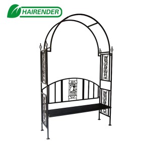 Factory Supply High Quality Metal Garden Art Arch with seat