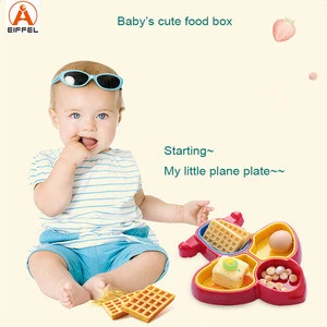 Factory Wholesale OEM Plane Shape Kids Food Divide Eating Plate Baby Toddler Plate