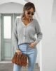 Fashion Casual V Neck Sweater Knitted Casual Cardigan Sweater Women With Button