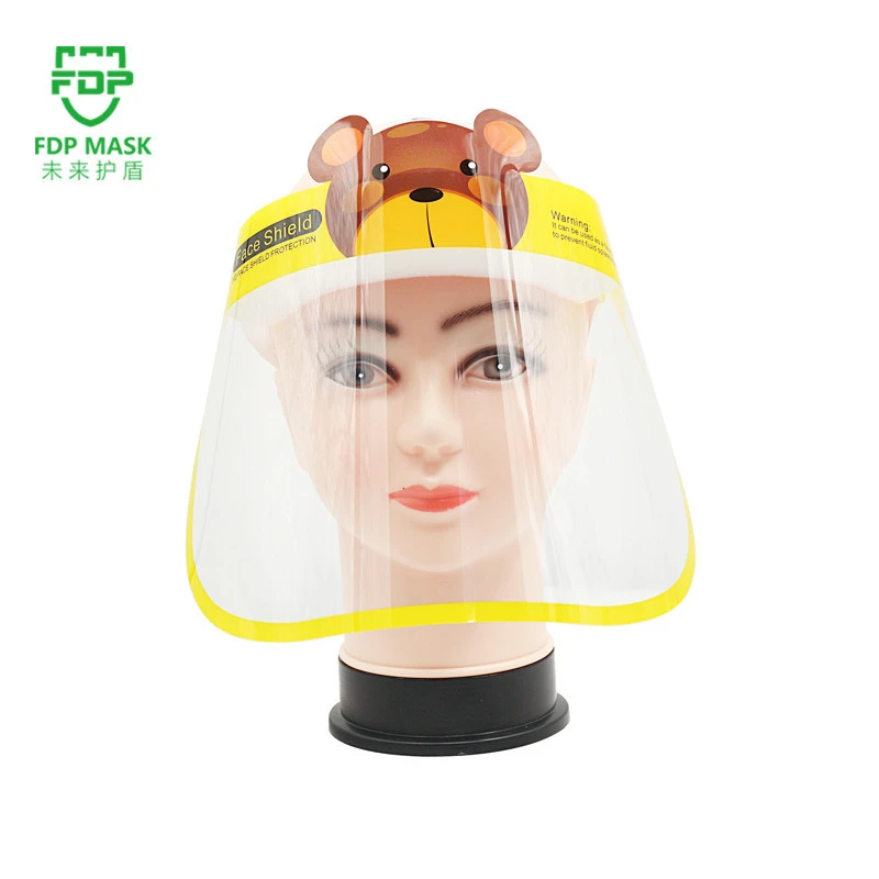 Fashion Cute Animal Cartoon Design Faceshield Disposable Transparent Anti-fog PET Film Children Face Shield For Kids