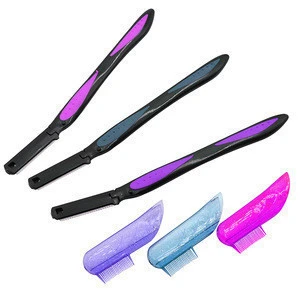 Fashion shaving plastic trimmer eyebrow knife with brow brush
