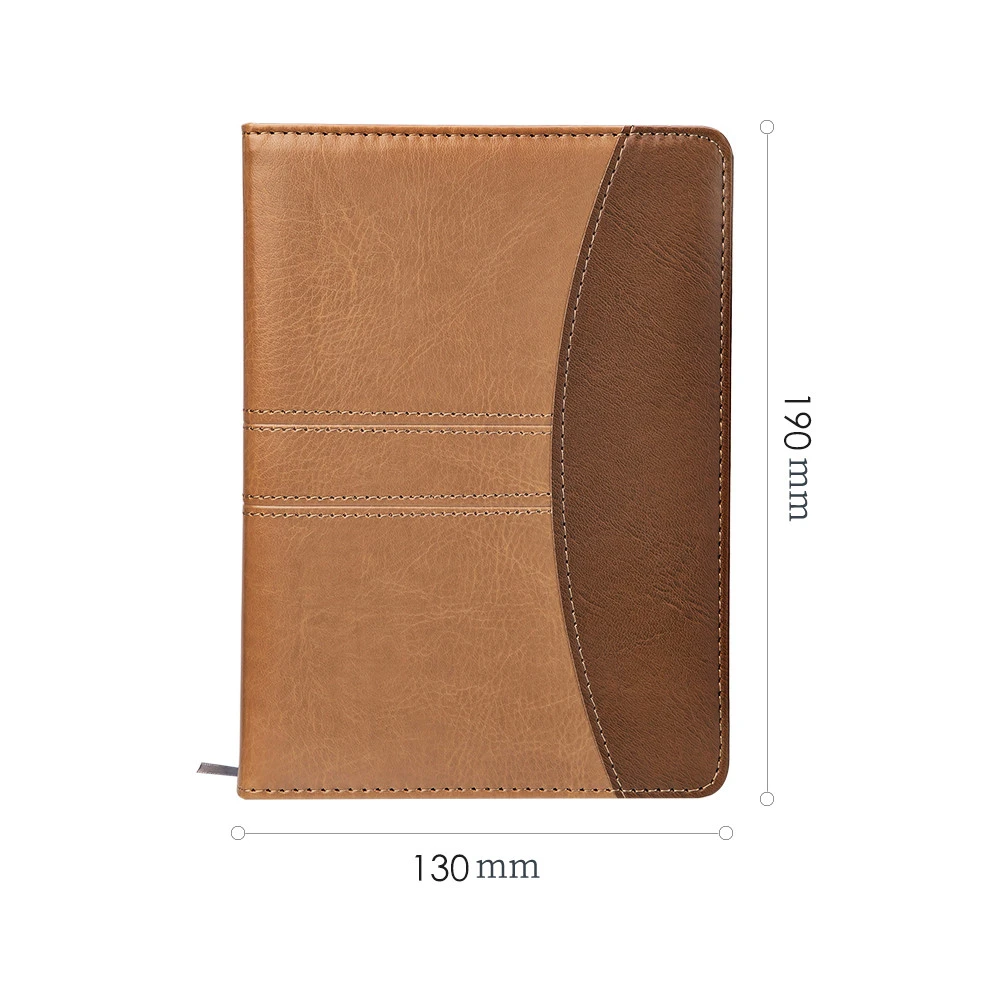 Fashion Stitching Design Leather Notebook Customized Size and Logo  PU Cover Diary