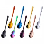 Fashional Colorful Stainless Steel Short Handle Tea Coffee Honey Dessert Salad Spoon Ice Cream Spoon