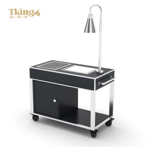 Fireproof board stainless steel 304 frame hotel dim sum food trolley for hotel restaurant