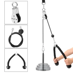 Fitness DIY Pulley Cable Machine Attachment System Gym Lifting Biceps Triceps Rope Blaster Hand Strength Home Exercise Equipment