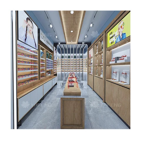 Flash Sale Glass Sunglasses Display Case Wood Optician Accessories Metal Optical Shop Interior Design