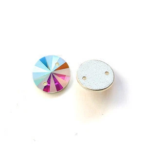 Flat back round colorful wholesale sew on glass rhinestones for garment