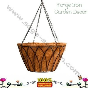 Flat Bottom Hanging Basket Planter with Coco Liner