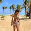 Floral Printed Mesh Sexy Top and Skirts Sets Summer Vacation Outfits 2021 Rave Party Club Wear Three Piece Set