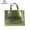 Foldable shoe product reusable bags pp logo print gold non woven bag for shopping