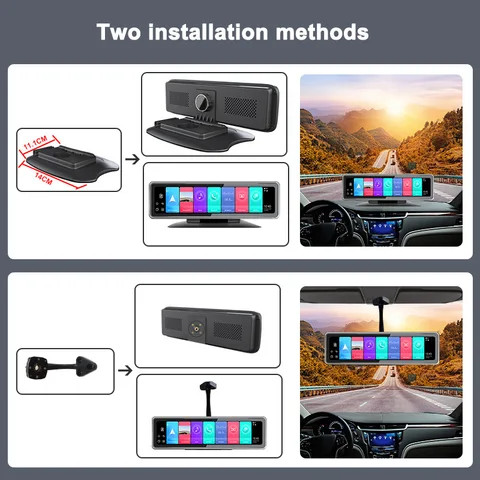 Buy Four Lens12 Inch Mirror Car Dash Cam 4k 1080p 4g Rearview Mirror ...