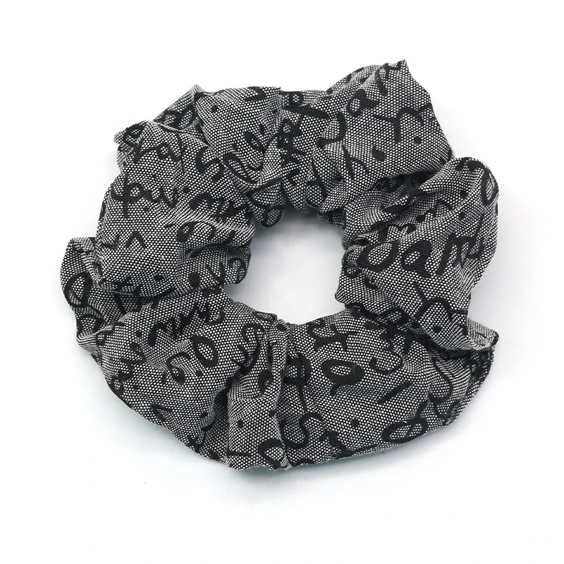 French style letter word pattern hair scrunchies fabric elastic hair tie wholesale hair accessories for women