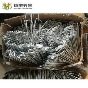 Galvanized 3mm U-shaped sod nails for garden