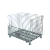 Galvanized Steel foldable wire mesh rolling storage pallet cage/ mesh box/ wire container for warehouse