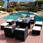 Garden Sofas Rattan Outdoor Furniture Bistro Dining Set Patio Leisure Rattan Wicker Chair Cube Rattan Set