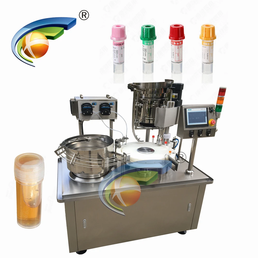 GMP standard plastic vial test blood tube filling capping machine for blood test tube