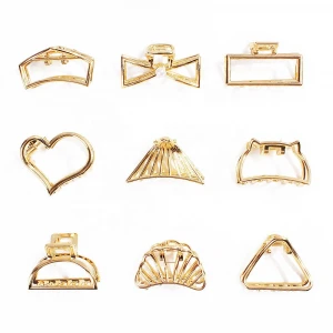 Gold Plated Girls Korea High Quality Metal hair claw girls women alloy geometry hair claws hot selling shell shaped hair Clips