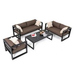 Gold supplier modern european outdoor luxury powder coated aluminum frame garden furniture