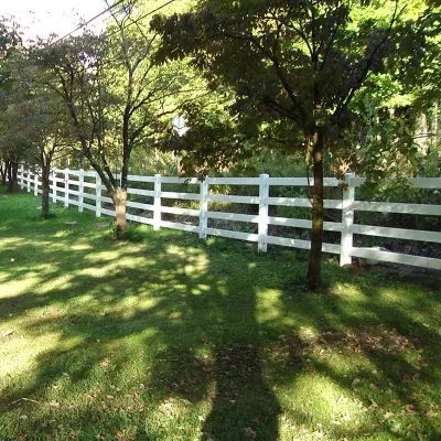 Good Quality PVC Post and Rail Fence, 4 Rail Vinyl Horse Fence, Plastic PVC Ranch Fence