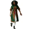 Green African Crew Neck Slit Casual Women Summer Fashion African Clothes