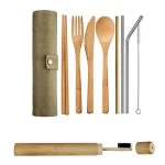 GreenSelection Wholesale Outdoor Portable Travel Camping Cutlery Reusable Bamboo Flatware Sets