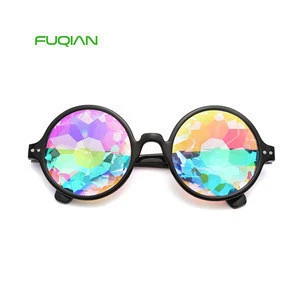 Halloween Music Festival Party Round EDM Kaleidoscope Glasses Rainbow Lens Sunglasses