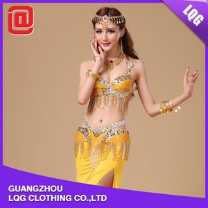 Handmade rhinestone beaded sexy chinese traditional belly dance dress