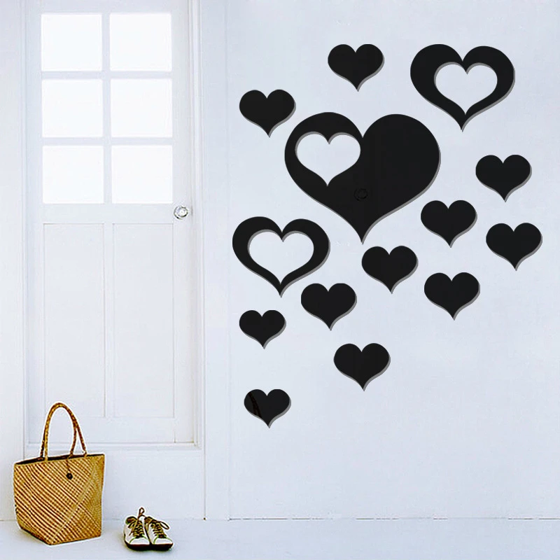 Heart-shaped mirror bedroom living room sofa background wall decoration mirror paste