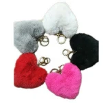 Heart-shaped pentagram hair ball Cartoon animal pendant keychain Fox mink raccoon rabbit fur pompon