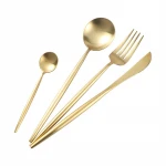 High Matte Polish Golden Gold Metal Stainless Steel Tea Coffee Spoon Teaspoon